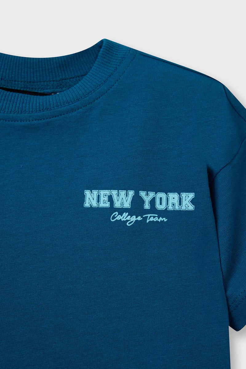 ديفاكتو تيشيرت بيبي اولادي نص كم بطبعة شعار قصة عادية - Image 2